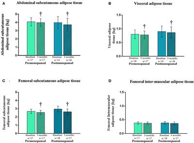 Effects of High-Intensity Exercise Training on Adipose Tissue Mass, Glucose Uptake and Protein Content in Pre- and Post-menopausal Women